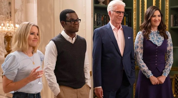 Kristen Bell, William Jackson Harper, Ten Danson y D&#39;Arcy Carden en &#39;The Good Place&#39;