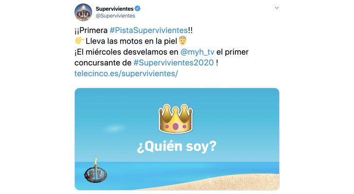 Pista del primer concursante de 'Supervivientes 2020'