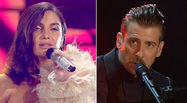 Elettra Lamborghini y Francesco Gabbani en Sanremo 2020