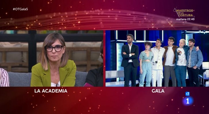 Noemí Galera habla con los concursantes nominados por el jurado en la Gala 5 de 'OT 2020'
