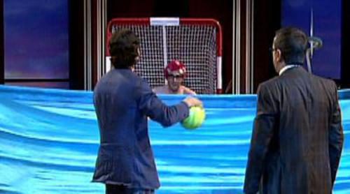 Berto, portero de waterpolo con Manuel Estiarte