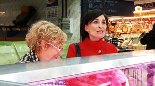 Manuela Carmena va al mercado a hacer la compra para cocinar en Canal Cocina