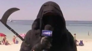 La muerte con guadaña denuncia en televisión la reapertura de las playas en Florida