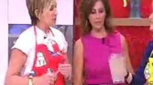 Irma Soriano y Nieves Herrero ayudan a Inés Ballester en la cocina en 'Te doy la mañana'