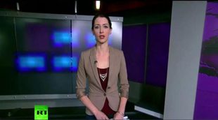 Así protestaba Abby Martin, presentadora de Russia Today