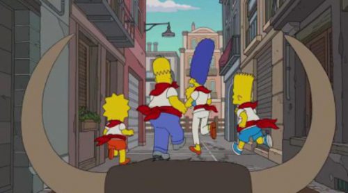 'Los Simpson' corren los San Fermines en Pamplona en su última cabecera