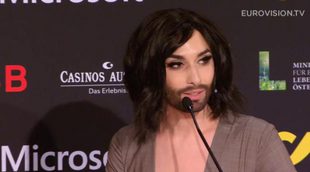 La rueda de prensa de Conchita Wurst en el Festival de Eurovisión 2015